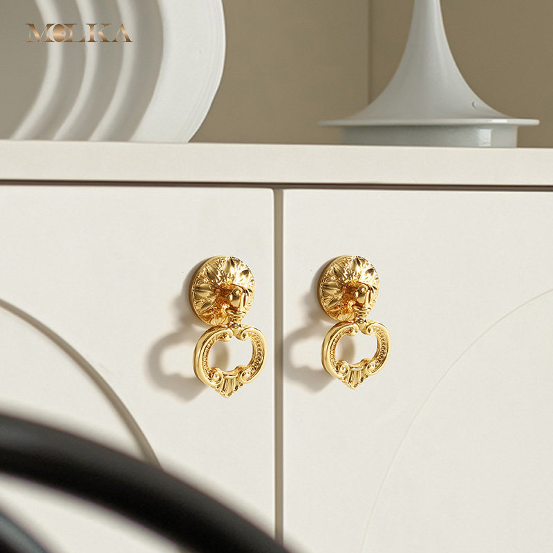 24K真金电镀柜门吊坠纯铜拉手