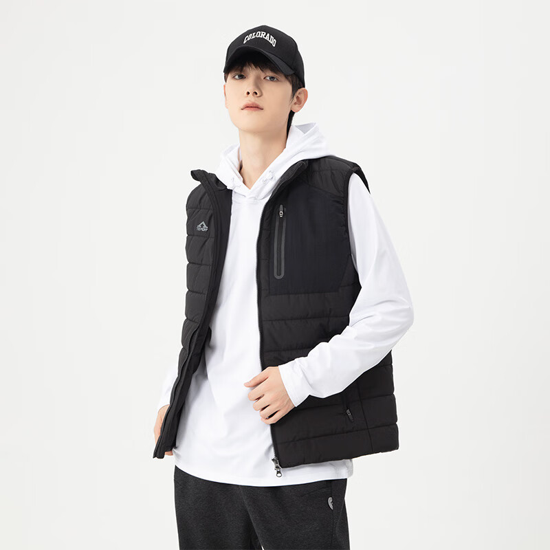 天跑TEPOR男装马甲男秋冬新款纯色立领时尚马夹加厚保暖背心