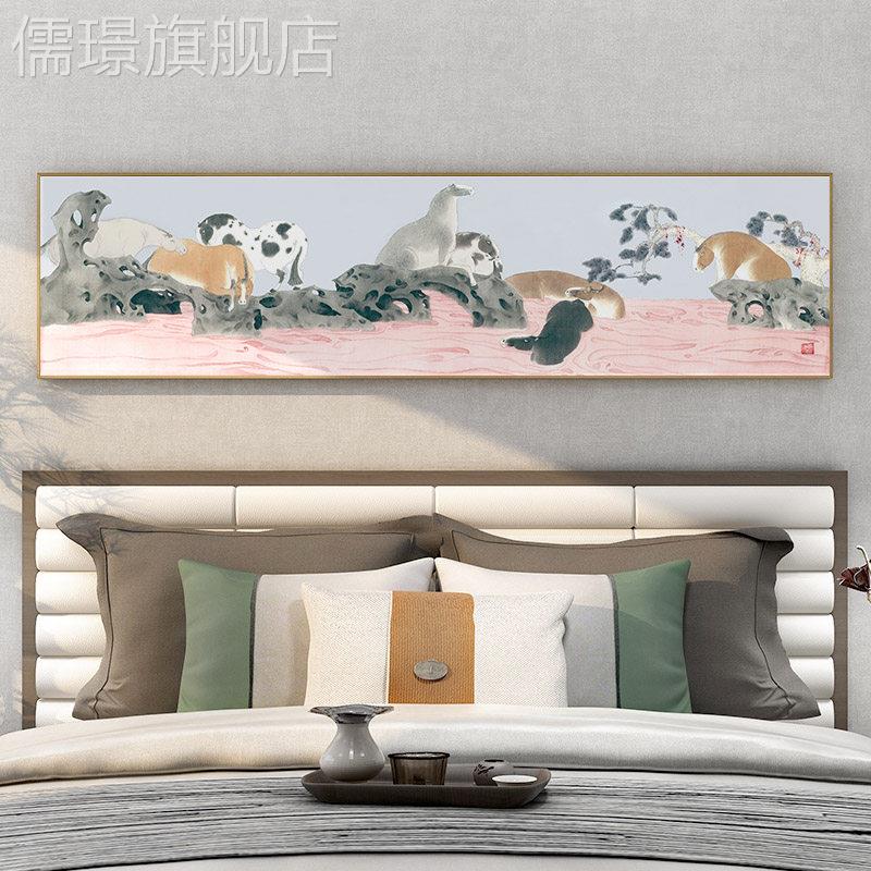 网红燕雷八骏客图马功挂画新中厅背成景墙面装饰画式到卧室床头壁