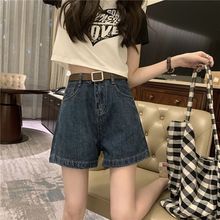 Retro dark blue simple denim shorts复古蓝色 遮胯显瘦牛仔短裤