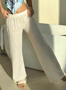 Beach vacation casual knitted trousers海滩度假休闲针织长裤女