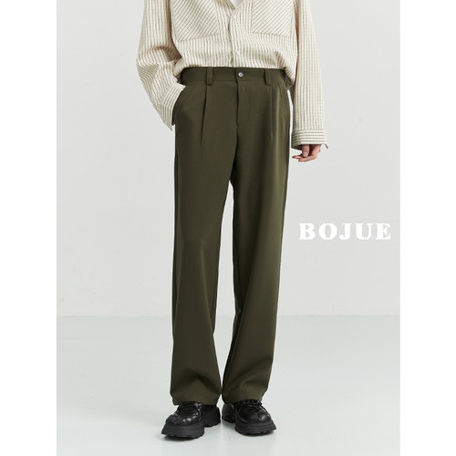 高级感宽松版直筒休闲裤男23春秋季新款韩版垂坠感阔腿西装长裤子 - 封面