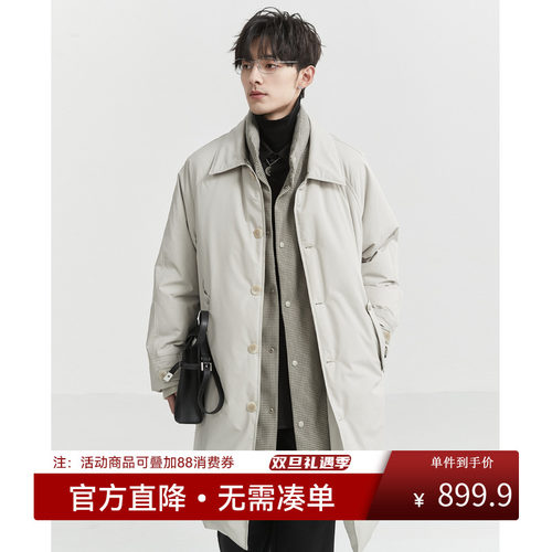 伯爵卓尔25冬季假两件拼接时尚羽绒服中长款男士加厚保暖立领外套