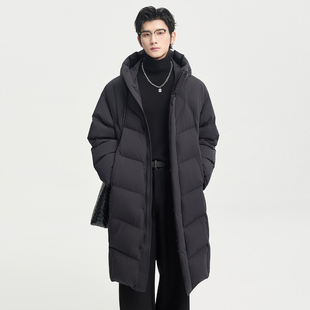 伯爵卓尔25深冬高充绒量连帽长款鹅绒服男士保暖加厚羽绒外套北方