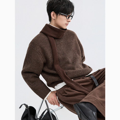 {时尚杂色设计}伯爵卓尔25秋冬含羊毛针织打底衫男士圆领套头毛衣