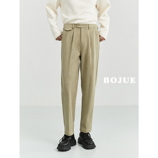 空气层休闲裤男九分西裤23春秋季韩版高级感舒适仿麂皮绒直筒裤子