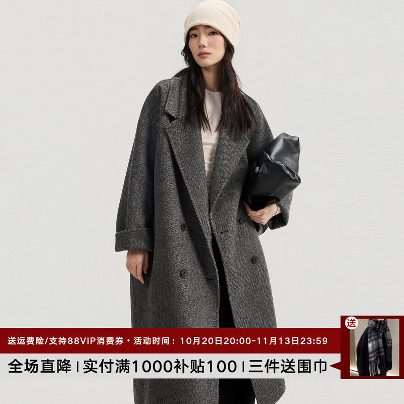伯爵卓尔25秋冬宽松韩版羊毛呢大衣女款高级设计感羊驼毛呢子外套