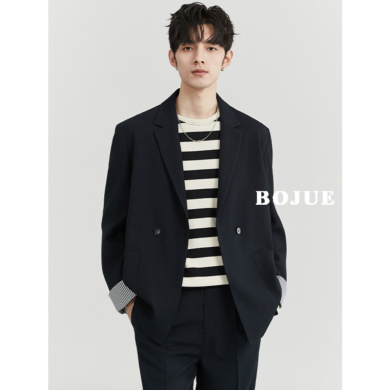 韩版休闲小西装男士撞色设计高级感便服23春秋季新款单西薄款外套,男装,休闲西服,淘宝优惠券,粉丝福利购,淘宝优惠卷