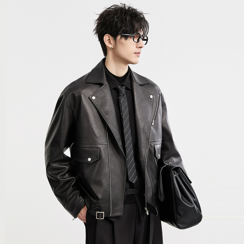 伯爵卓尔25秋冬真皮皮衣外套男士痞帅短款机车服翻领潮流羊皮上衣