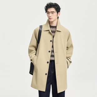 高级感三防定织伯爵卓尔26春季翻领一手长风衣外套休闲男通勤上衣