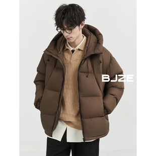 BJZE男装24冬季新品超厚实面包羽绒服男短款宽松加厚鸭绒保暖外套