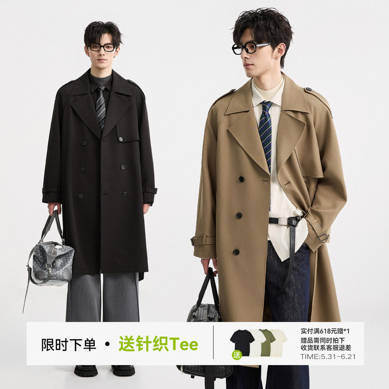 {自发热抗皱面料}伯爵卓尔25秋季过膝长款风衣外套男德式高级上衣