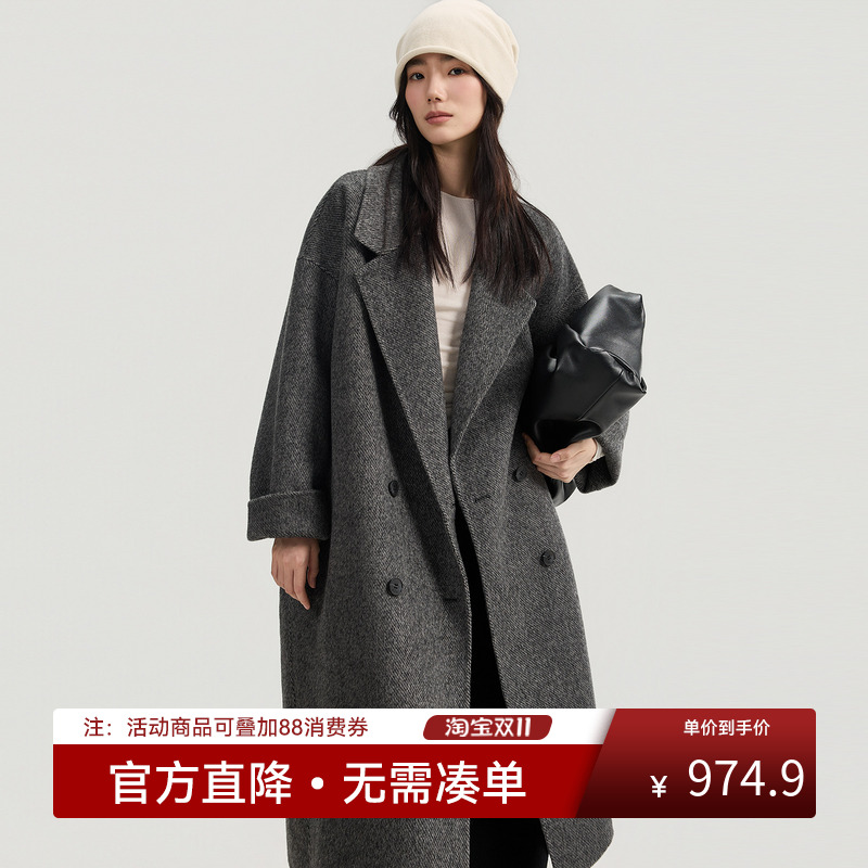 伯爵卓尔25秋冬宽松韩版羊毛呢大衣女款高级设计感羊驼毛呢子外套