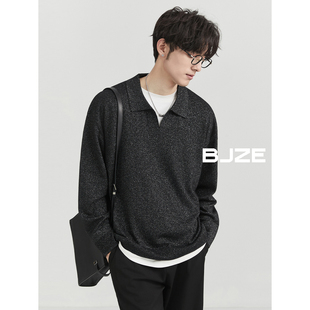 韩版 BJZE男装 高级感定织含羊毛polo翻领针织衫 新款 休闲上衣 24秋季