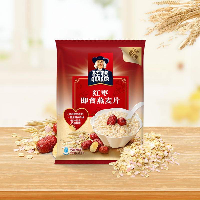 桂格红枣即食冲饮燕麦片1150g袋装谷物速食营养懒人早餐速食代餐