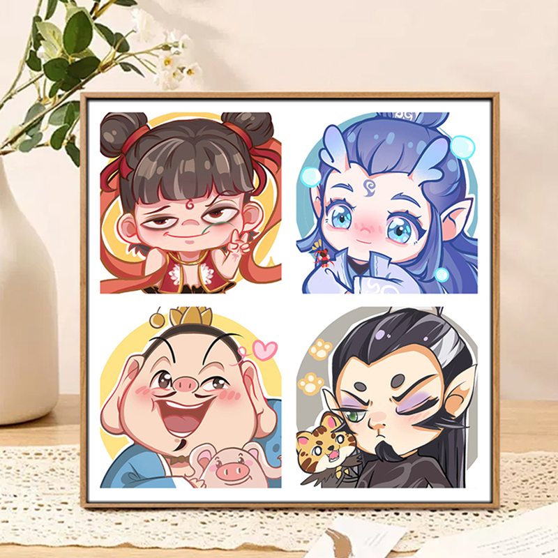 哪吒之魔童闹2海数字油画挂画Q版