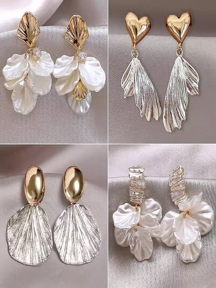 花壳耳环为妇女2024新的高端耳环可访问的豪华优雅耳环小众设计珍