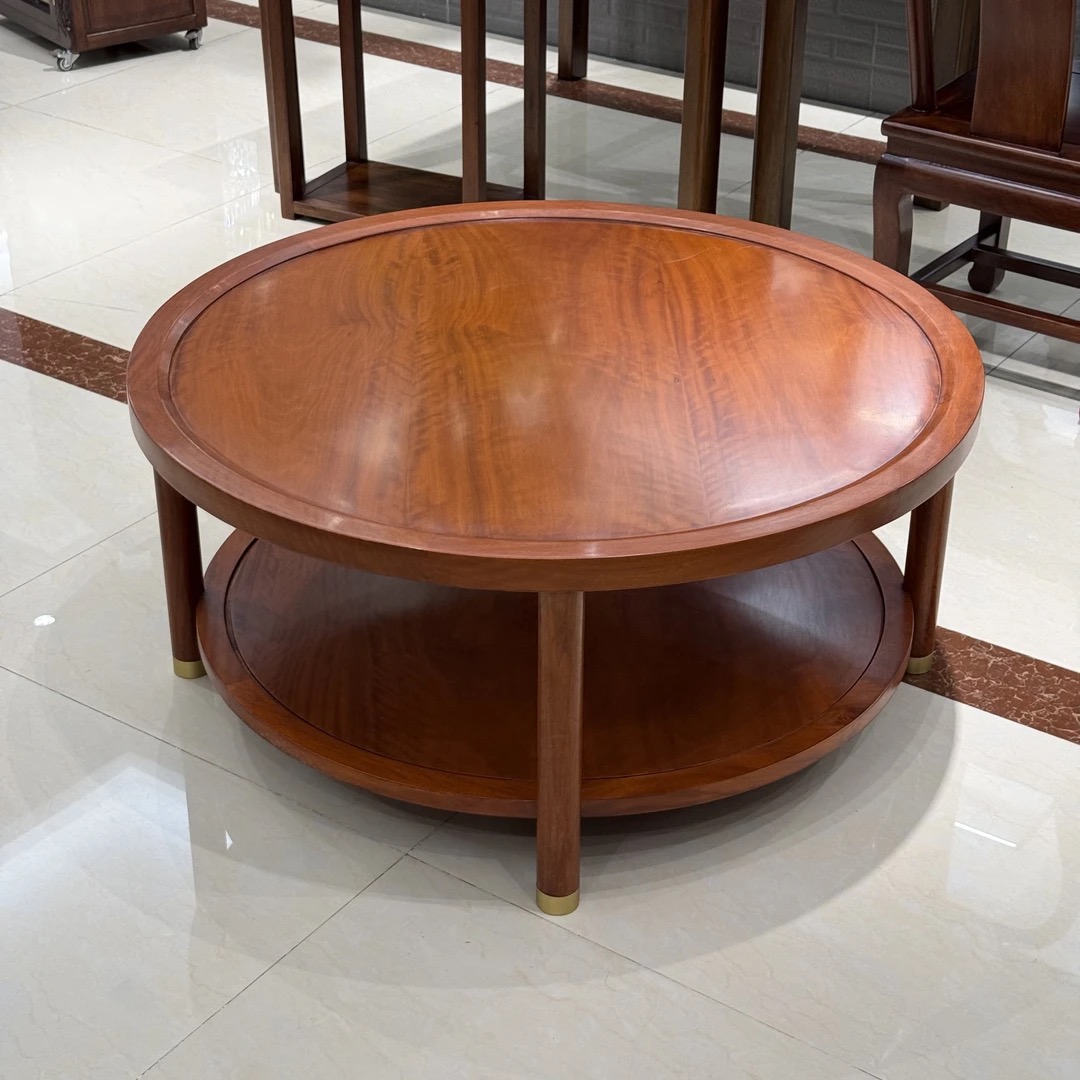 雍博堂推荐 非洲酸枝木全榫卯整装圆茶桌茶台尺寸100*46