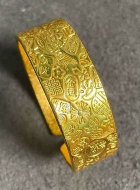 吉言手镯宽版宫廷风镯子