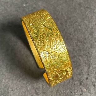 吉言高级手镯手工錾刻吉祥结宫廷风仿真金店同款镯子