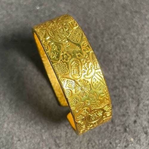 吉言手镯宽版宫廷风镯子