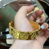 转运手环古法金店同款 顺 镯子 财 吉言手镯女手工錾刻锤纹醒狮