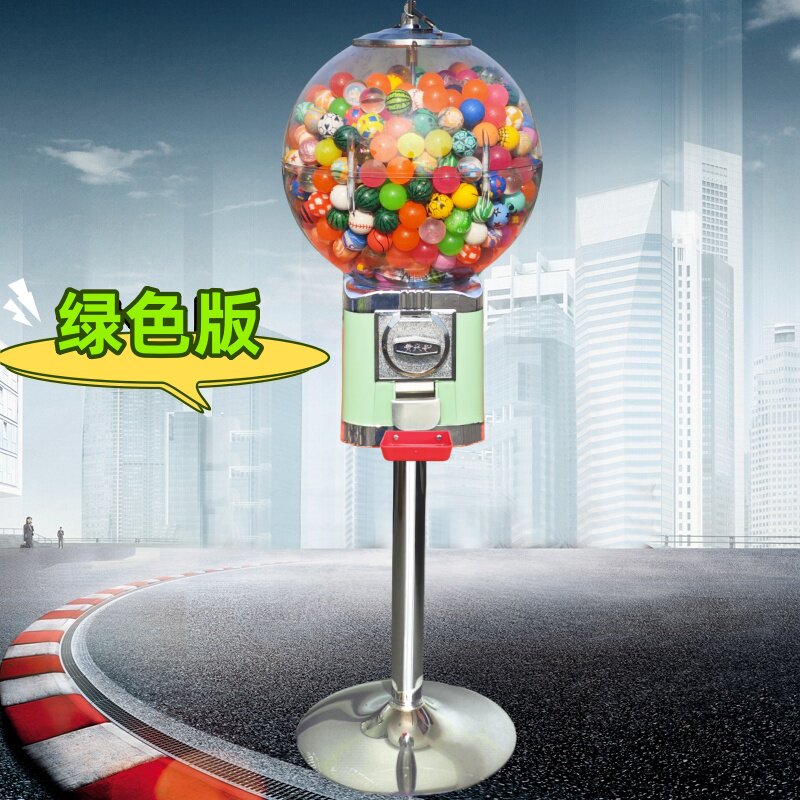 绿色一元投币机立柱款售货机投币扭蛋机扭蛋小卖部超市儿童玩具机