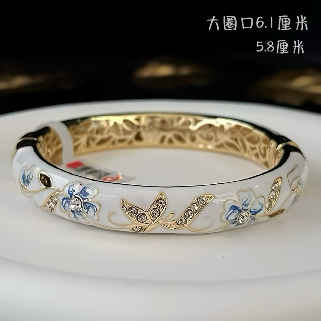 北京景泰蓝手镯女合金掐丝珐琅彩女细大圈宫廷复古镀金饰品送闺蜜