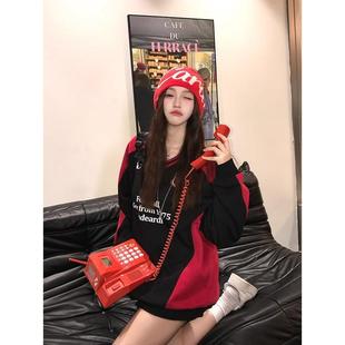 安可拉红美式复古球衣运动卫衣上衣