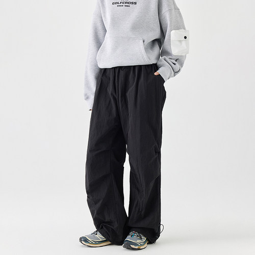 golfcross直筒工装裤纯色褶皱