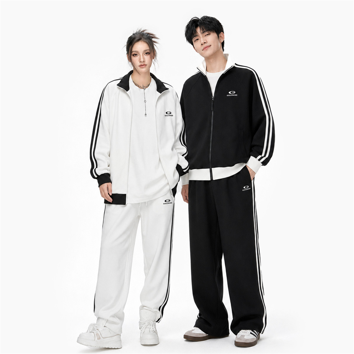 GOLFCROSS运动套装春秋季男女休闲开衫情侣款立领卫衣外套