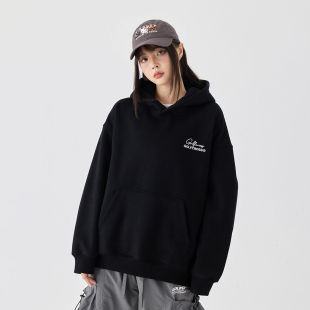 GOLFCROSS字母刺绣连帽卫衣男女2026新款 上衣加绒加厚 秋冬情侣装