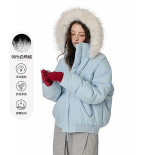 宽松休闲外套加厚 冬季 GOLFCROSS大毛领轻薄羽绒服男女款 2025新款