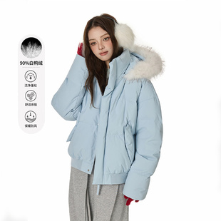 GOLFCROSS大毛领轻薄羽绒服男女款2026新款冬季宽松休闲外套加厚