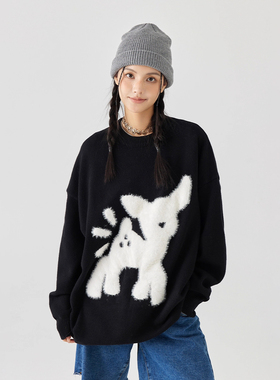 【明星同款】MPUX联名小鹿仿水貂毛毛衣男女款冬季宽松情侣装冬装