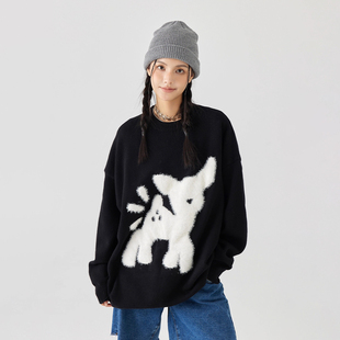 【明星同款】MPUX联名小鹿仿水貂毛毛衣男女款冬季宽松情侣装冬装