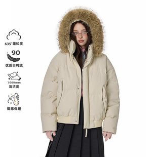 GOLFCROSS轻薄大毛领羽绒服男女款冬季2026年新款面包服保暖外套