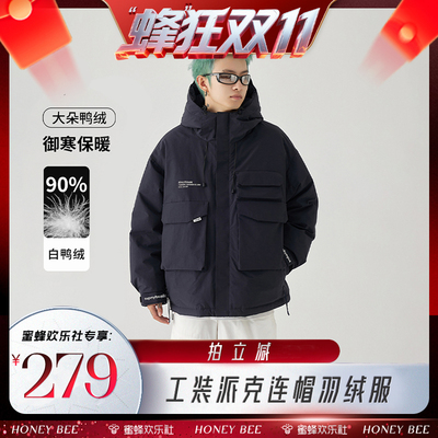 GOLFCROSS90白鸭绒工装羽绒服