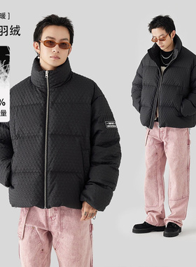 GOLFCROSS联名MPUX肌理面料防寒保暖立领90白鸭绒羽绒服冬季外套