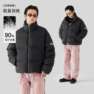 GOLFCROSS联名MPUX肌理面料防寒保暖立领90白鸭绒羽绒服冬季外套