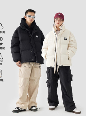 MPUX联名灯芯绒字母贴标90白鸭绒加绒加厚立领冬季厚款羽绒服外套