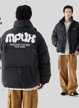 GOLFCROSS联名MPUX简约基础款字母印花立领羽绒服90白鸭绒保暖潮