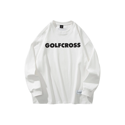 【悟空粉丝专享】GOLFCROSS基础款纯色套头长袖T恤春秋宽松打底衫