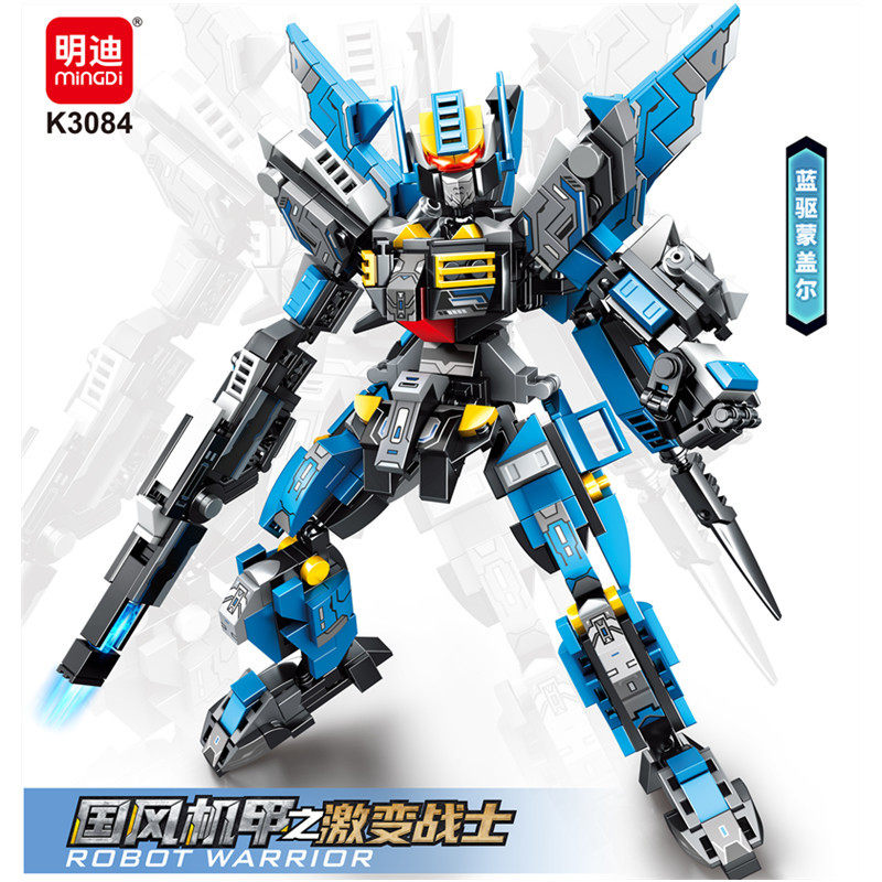 明迪K3079汽车变形机器人机甲战士模型摆件拼装积木男孩子礼物