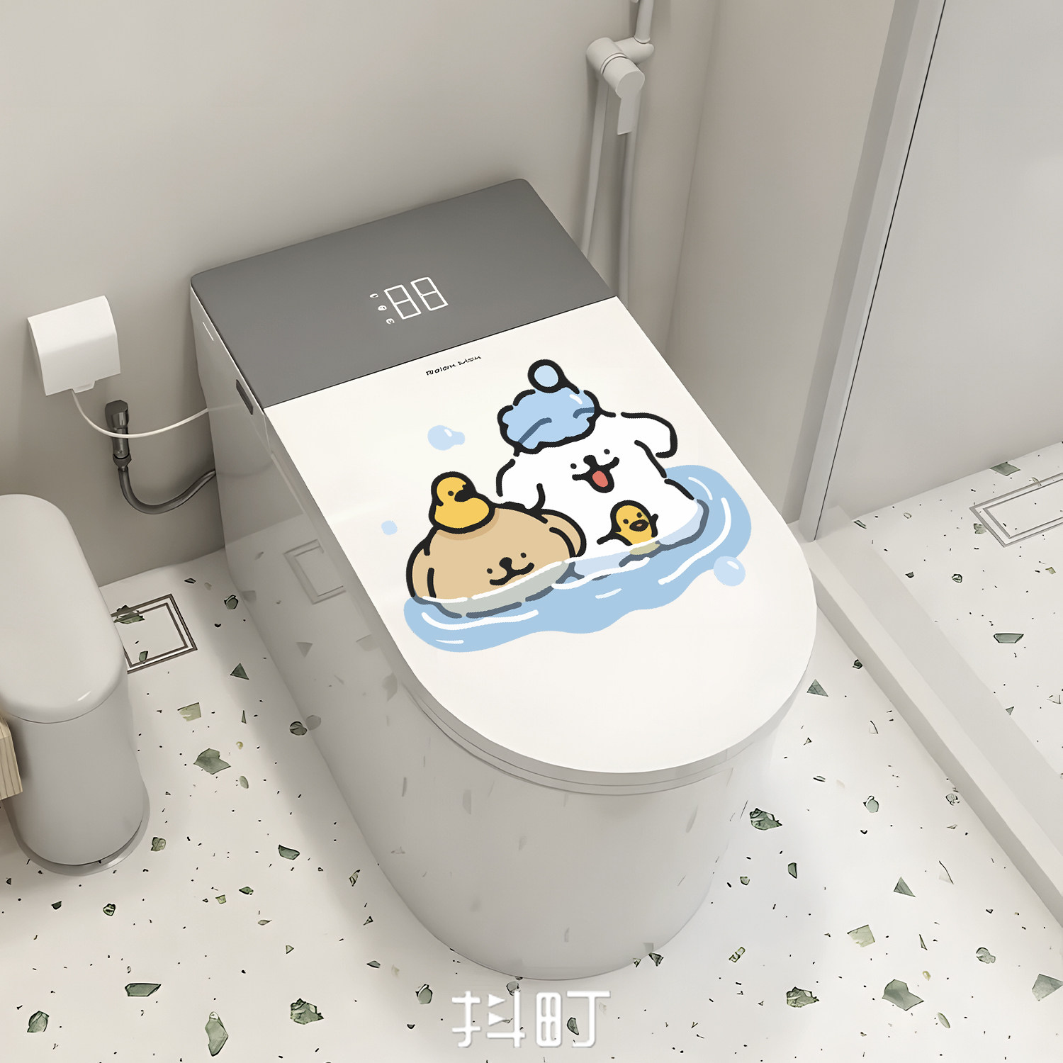 智能马桶盖板可爱小狗卡