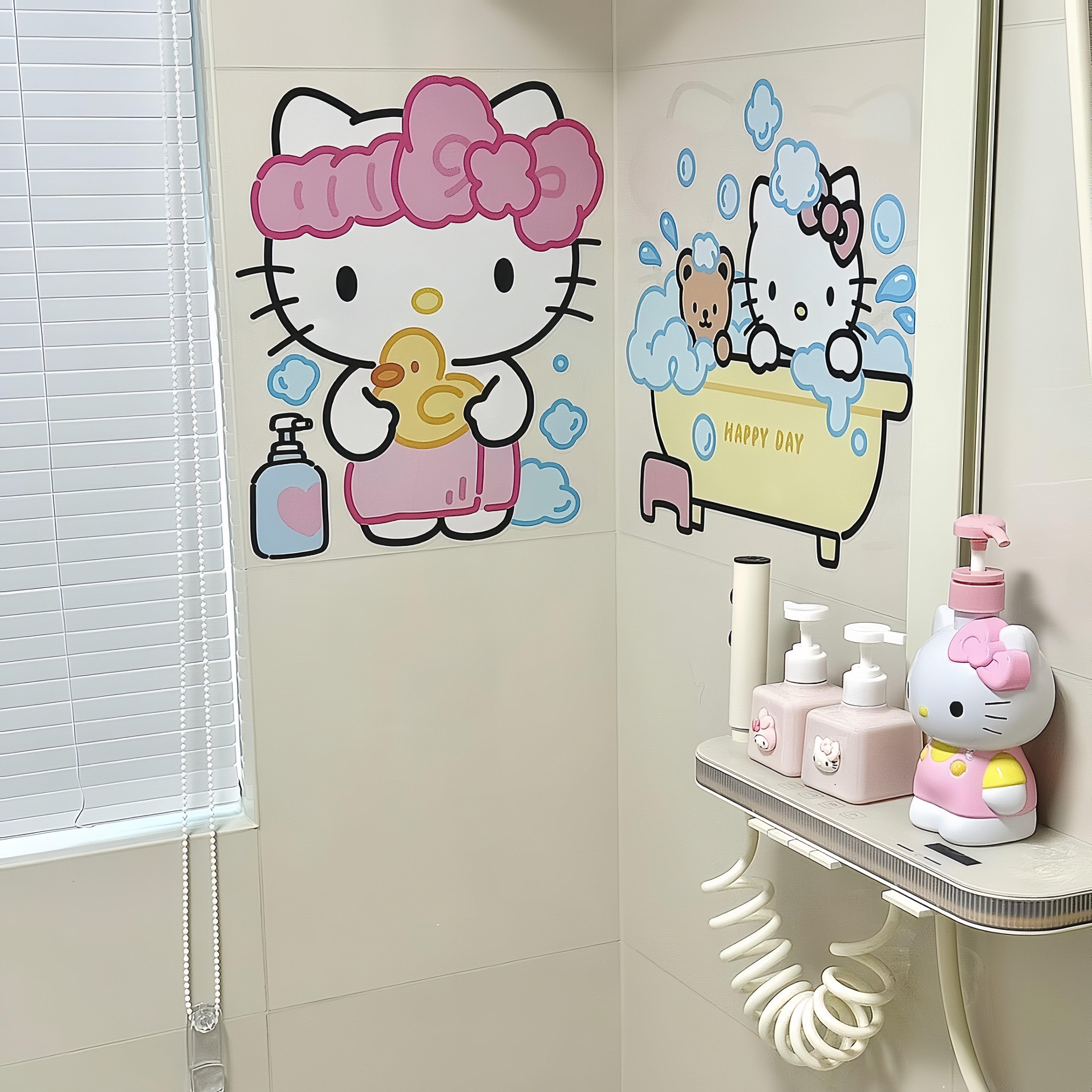 卡通kitty化妆室墙面装饰