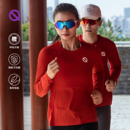 内搭女款 轻功马拉松运动跑步长袖 t恤呼吸方格交叠领轻量速干秋季