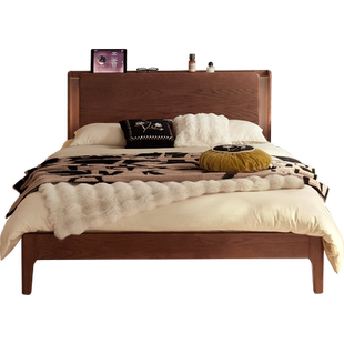 林氏家居北欧全实木床1米5橡木排骨架床双人床2024年新款林氏木业