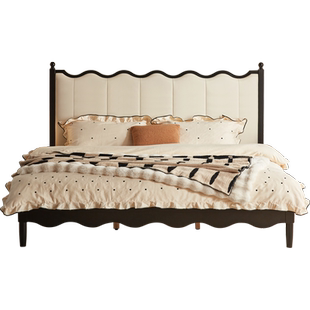 林氏家居法式复古涟漪床卧室1米5单双人床软包床排骨架床政府补贴