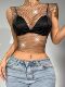 undershirt 网格水钻辣妹打底衫 vest rhinestone babes 背心 Mesh